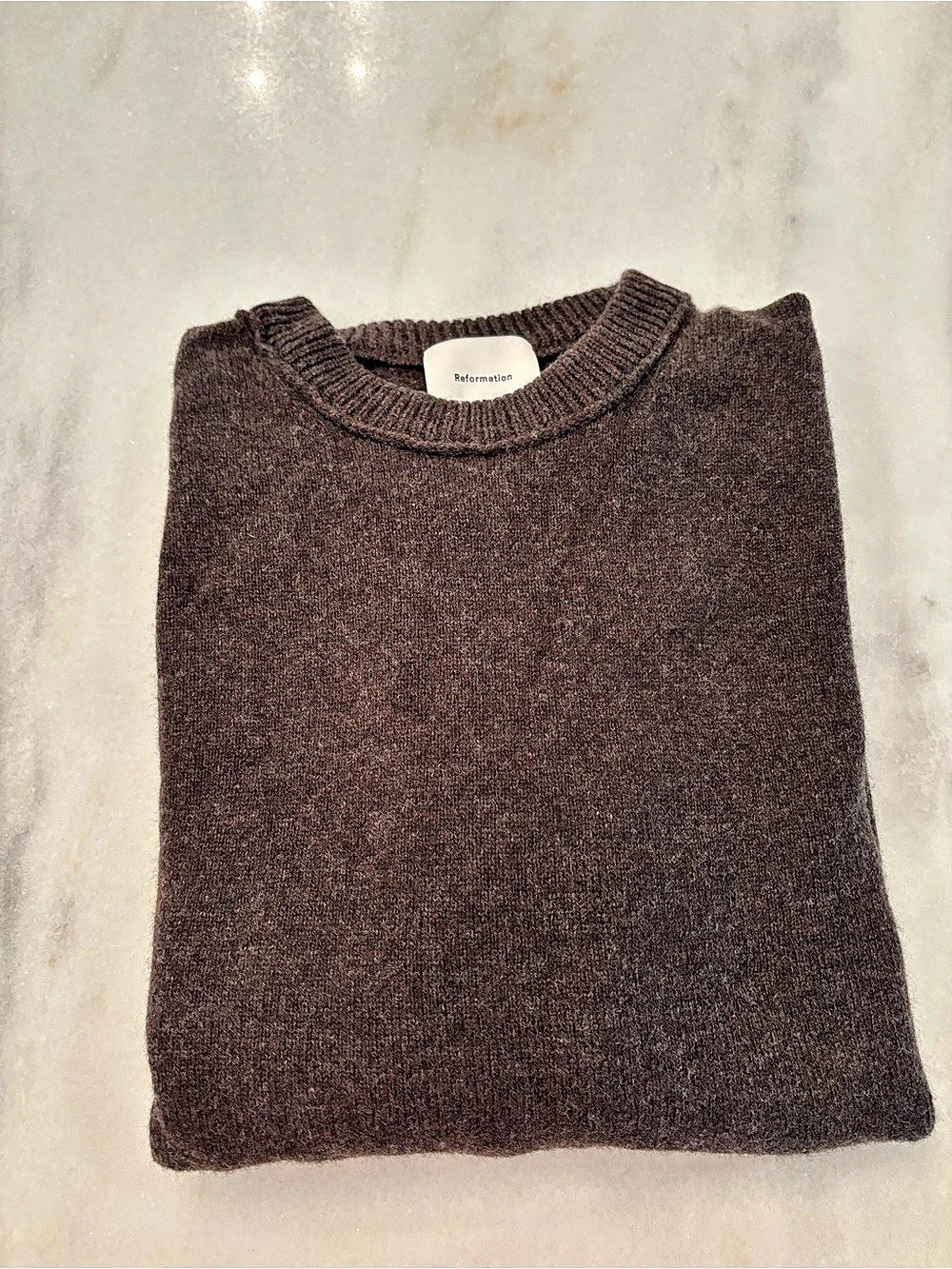 Reformation Fabian Regenerative Wool Crew Wool Sweater Brown - Picture 7 of 7